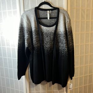 Woman’s NY Collection two layer knit Sweater black and silver size 3X